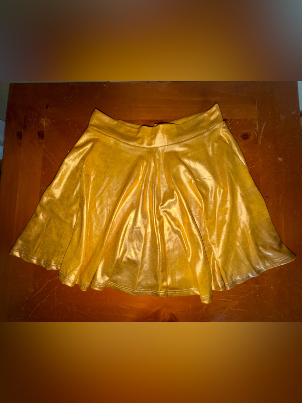 Gold Metallic Flared Skater Skirt - Women's